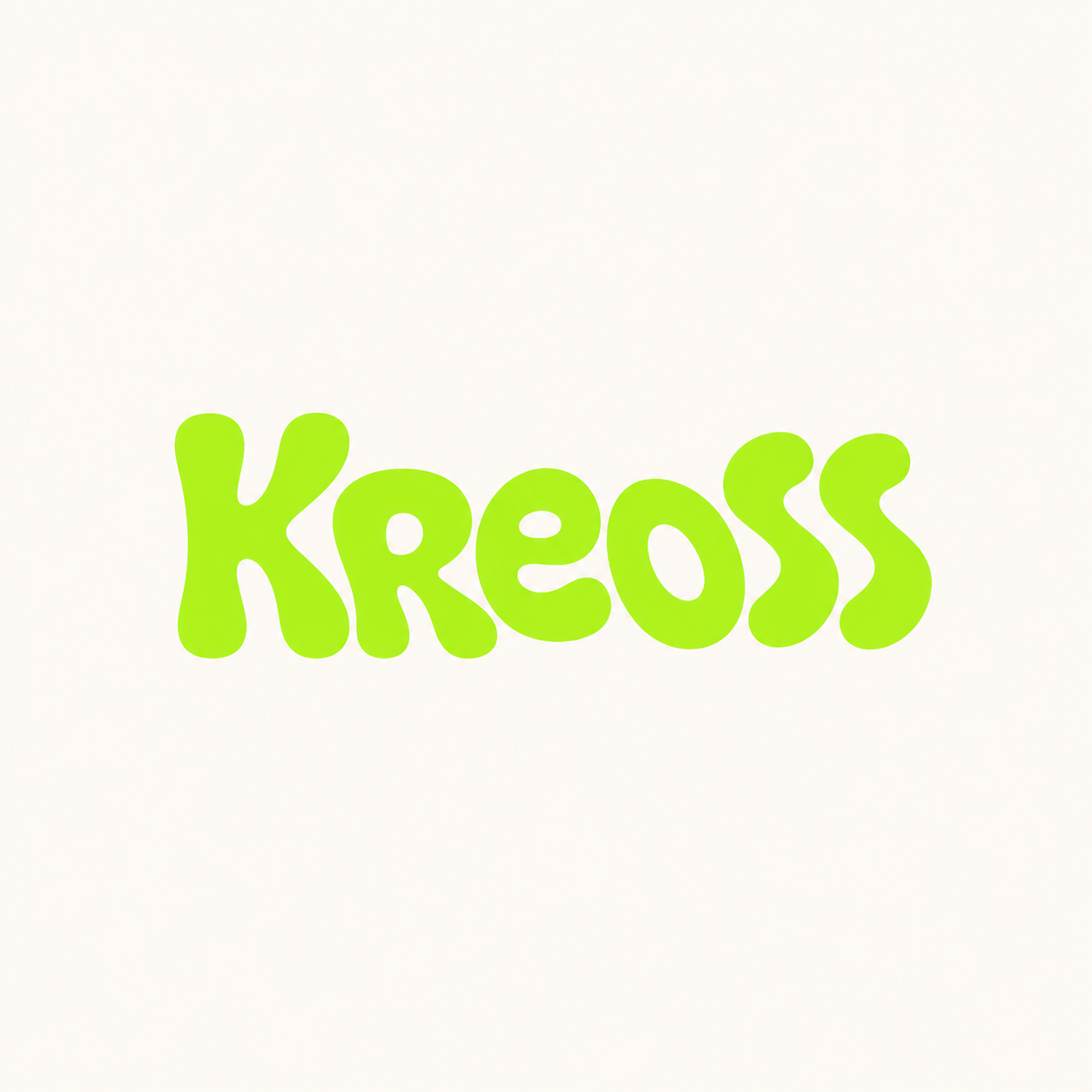 Kreoss text logo wordmark in green apple creative studio style