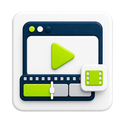 3D thumbnail for Video service with play button and editing timeline